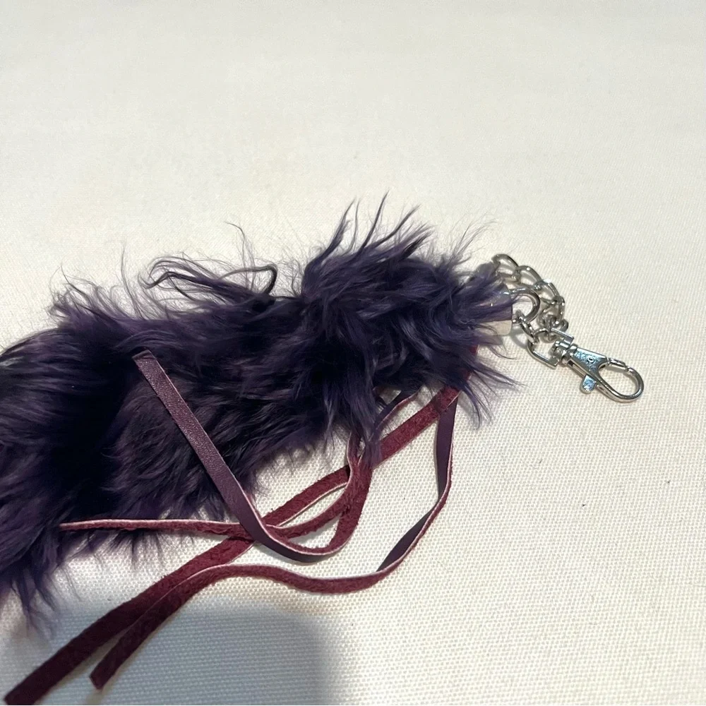 NWT NEW Purple Feathery Leather Key Chain